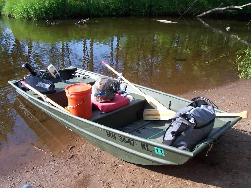 Jon boat in the water