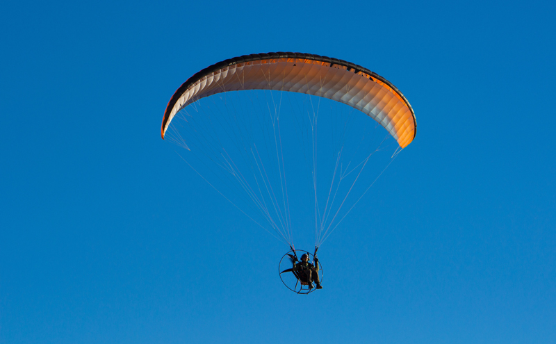 Paramotor flying through the air.