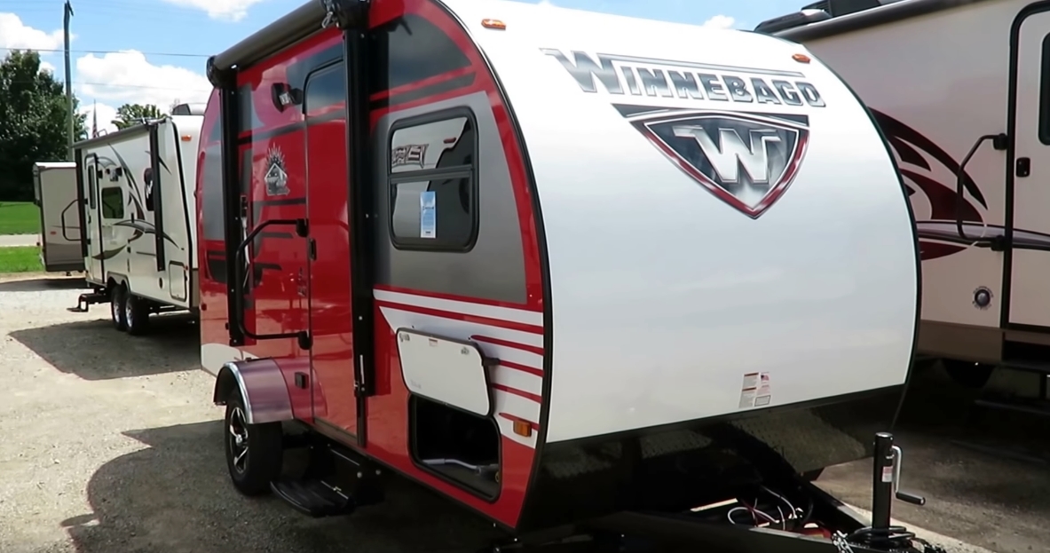 small travel trailer with outdoor kitchen