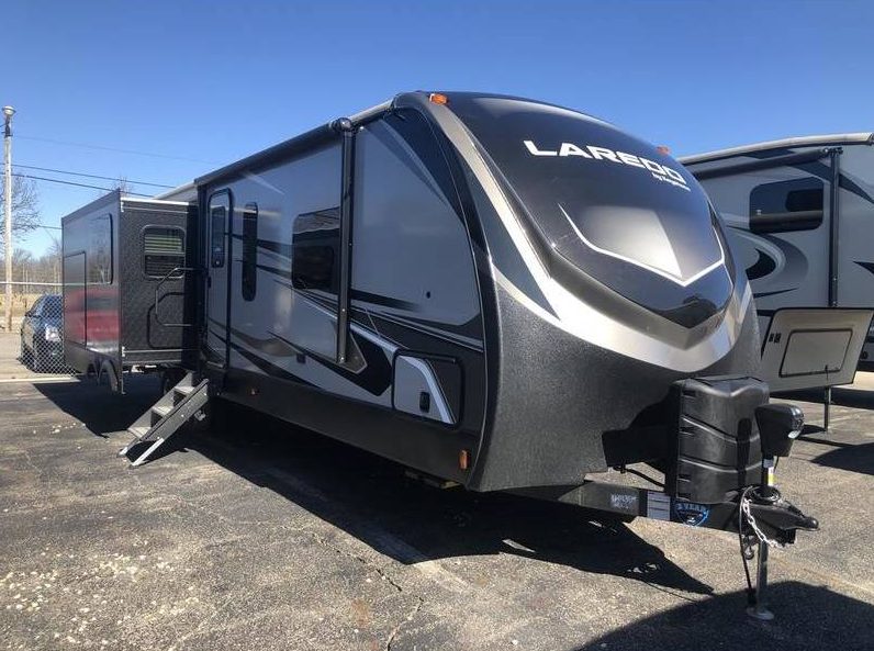 small travel trailer with outdoor kitchen