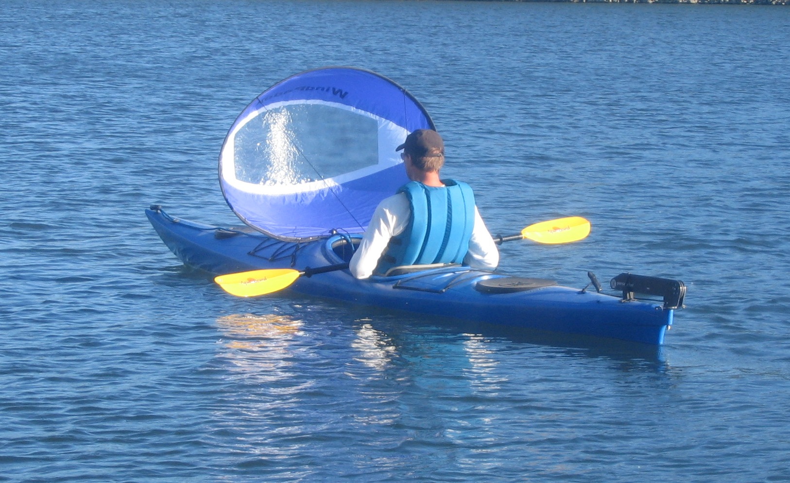 Kayak sailing on the Columbia River.