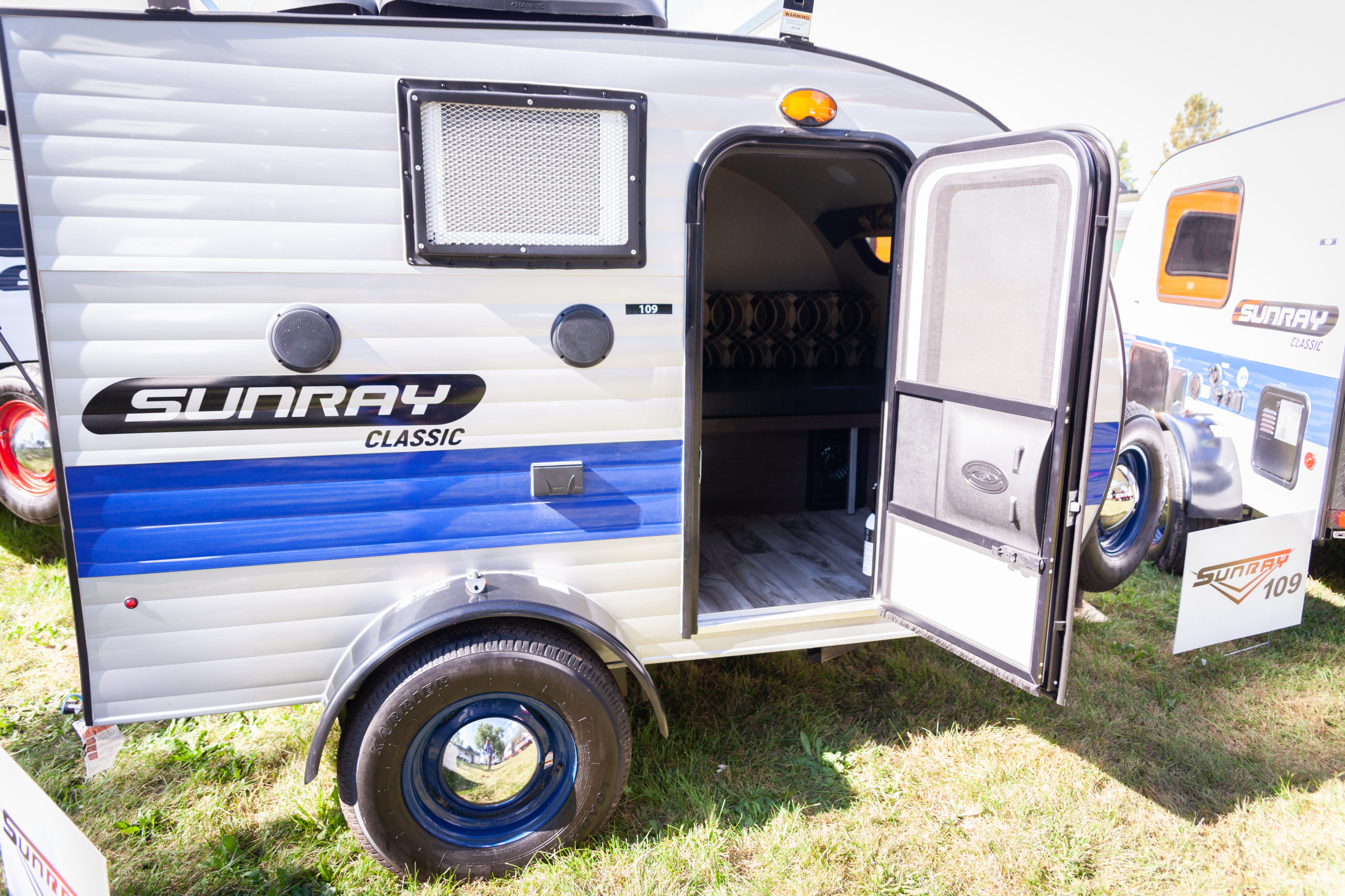 small travel trailer with outdoor kitchen