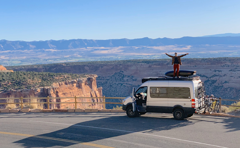 Camper van with canyon view,