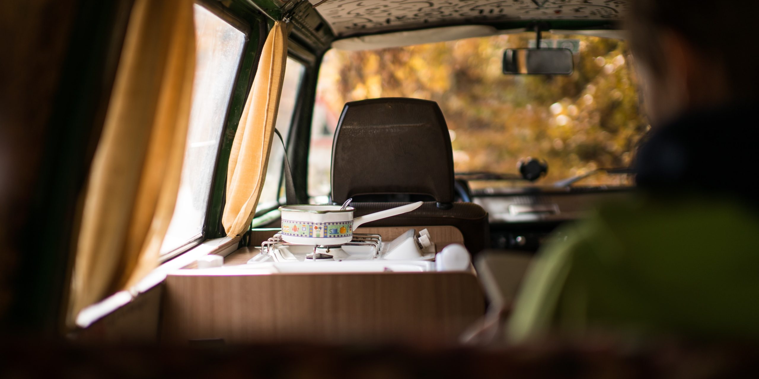 Small pot on van stove.